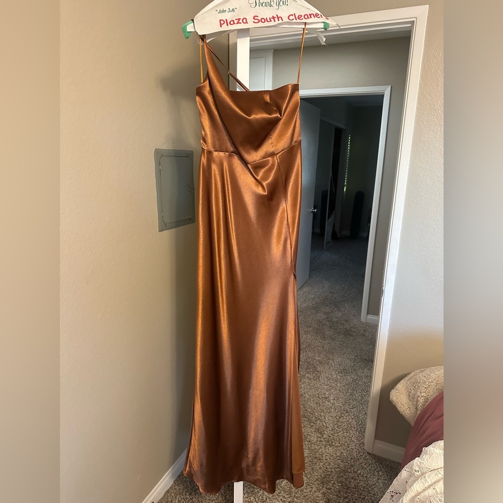 Elegant Copper Satin Dress